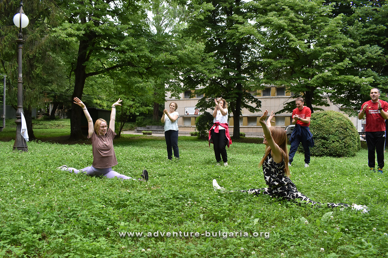 Team building with yoga exercises in Bulgaria.