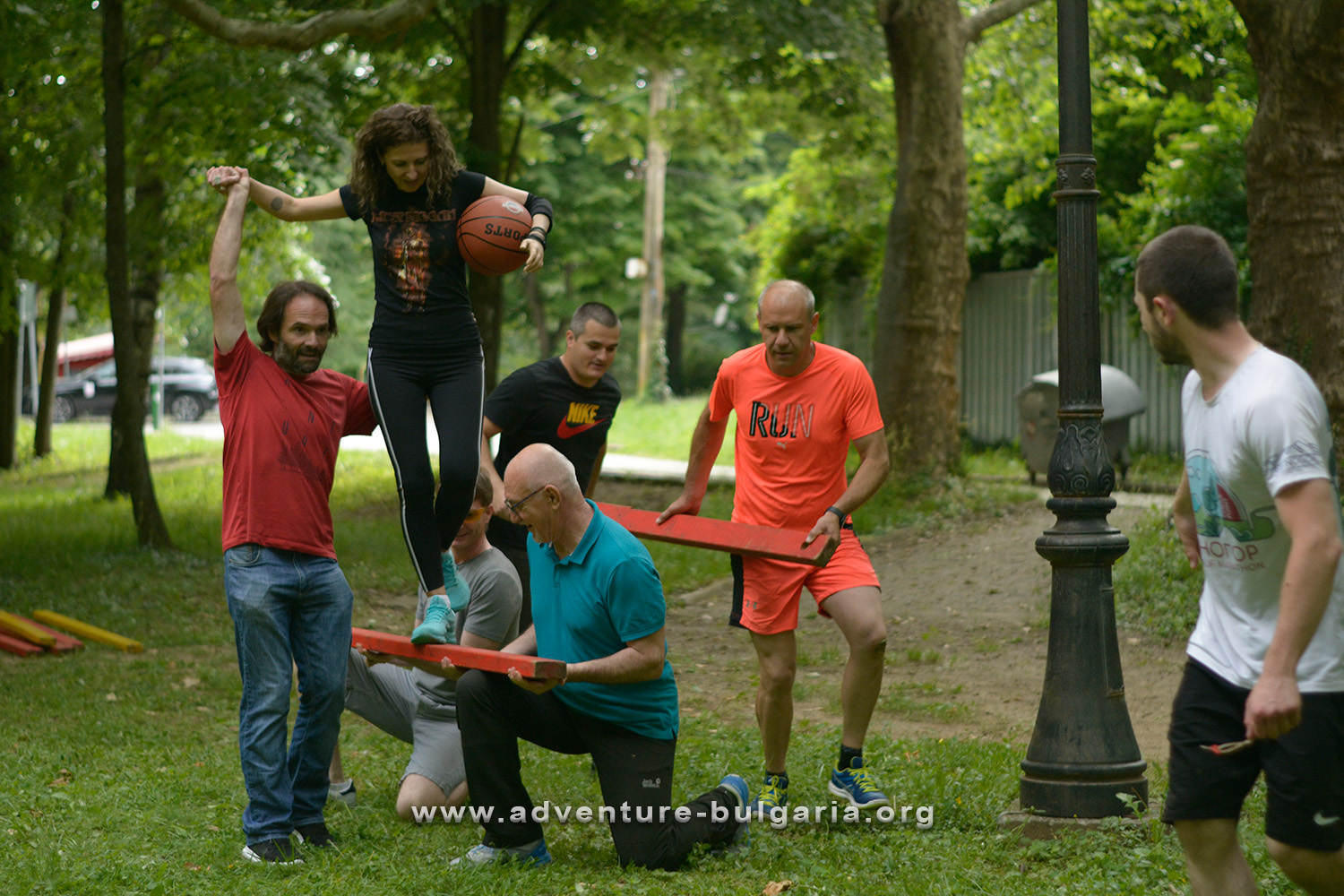 Team building in the park.