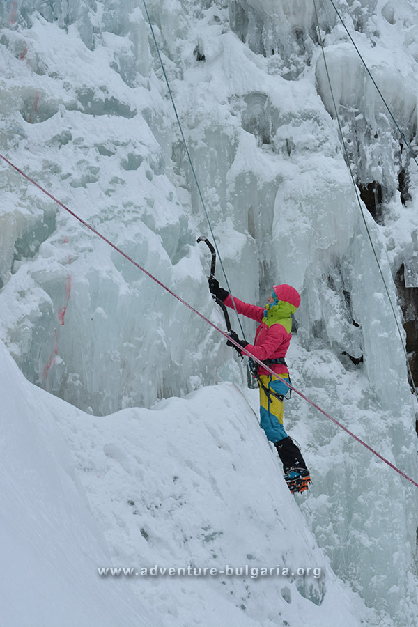 Ice climbing on Boyana Falls